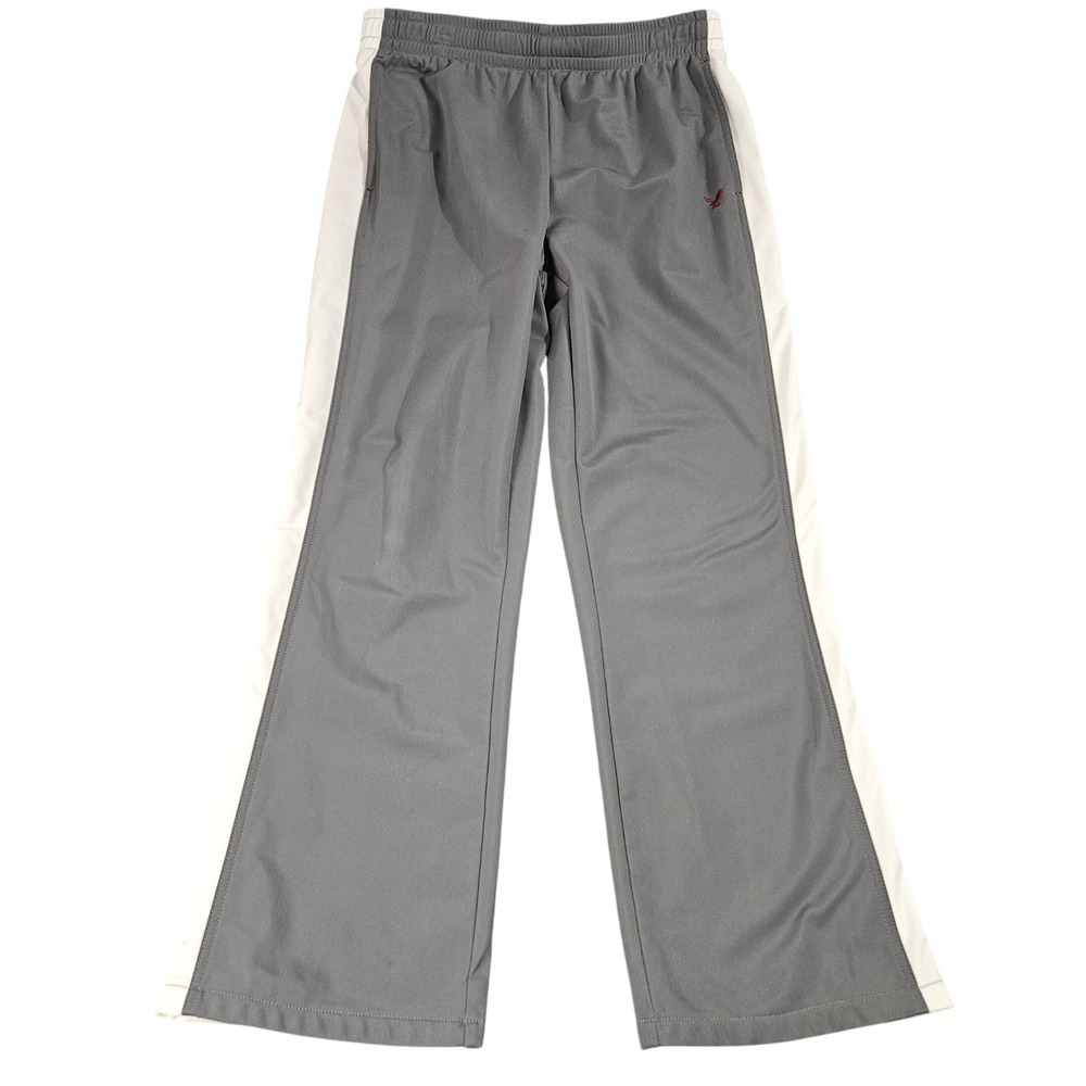 American Eagle Track Pants M Gray‎ White Stripe Zip Ankles Sportswear Athleisure